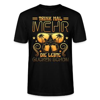 Mallorca Trink Mal Mehr Die Leute Gucken Schon - Stanley/Stella Unisex Bio-T-Shirt CRAFTER - Schwarz - Vorne - Alina (178cm) & Michal (187cm)