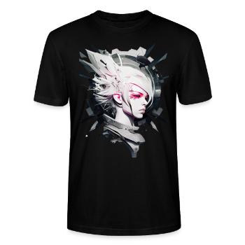 Anime Art | Cyber Girl - Stanley/Stella Unisex Bio-T-Shirt CRAFTER - Schwarz - Vorne - Alina (178cm) & Michal (187cm)