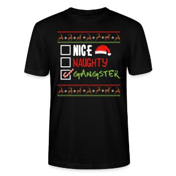 Noël Humour Drôle Gentil Vilain Gangster - T-shirt bio CRAFTER Stanley Stella Unisexe - noir - Devant - Alina (178cm) & Michal (187cm)