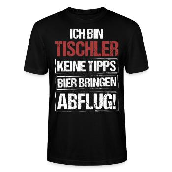 Ich bin Tischler - Bier bringen und Abflug - Stanley/Stella Unisex Bio-T-Shirt CRAFTER - Schwarz - Vorne - Alina (178cm) & Michal (187cm)