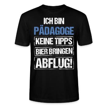 Ich bin Pädagoge - Bier bringen und Abflug - Stanley/Stella Unisex Bio-T-Shirt CRAFTER - Schwarz - Vorne - Alina (178cm) & Michal (187cm)