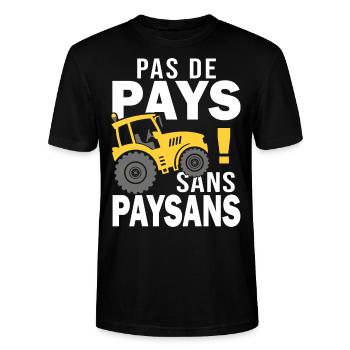 pas de pays sans paysan Tracteur agriculteur - T-shirt bio CRAFTER Stanley Stella Unisexe - noir - Devant - Alina (178cm) & Michal (187cm)
