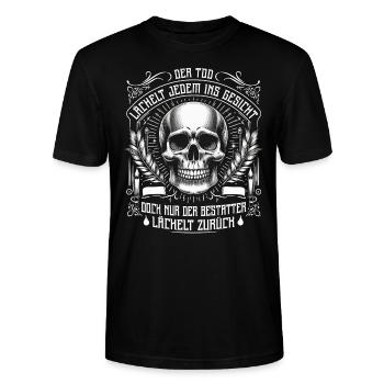 Bestatter Bestattungsfachkraft Geschenkidee Humor - Stanley/Stella Unisex Bio-T-Shirt CRAFTER - Schwarz - Vorne - Alina (178cm) & Michal (187cm)