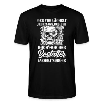 Bestatter Bestattungsfachkraft Geschenkidee Humor - Stanley/Stella Unisex Bio-T-Shirt CRAFTER - Schwarz - Vorne - Alina (178cm) & Michal (187cm)