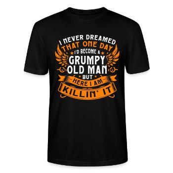 Opa Großvater Spruch Humor Become A Grumpy Old Man - Stanley/Stella Unisex Bio-T-Shirt CRAFTER - Schwarz - Vorne - Alina (178cm) & Michal (187cm)