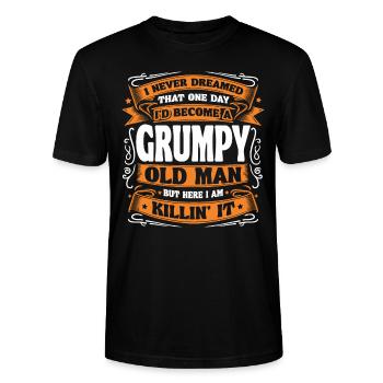 Opa Großvater Ruhestand Become A Grumpy Old Man - Stanley/Stella Unisex Bio-T-Shirt CRAFTER - Schwarz - Vorne - Alina (178cm) & Michal (187cm)