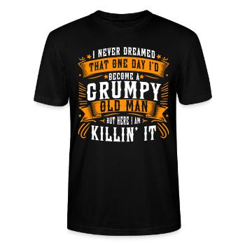 Opa Großvater Rentner Become A Grumpy Old Man - Stanley/Stella Unisex Bio-T-Shirt CRAFTER - Schwarz - Vorne - Alina (178cm) & Michal (187cm)