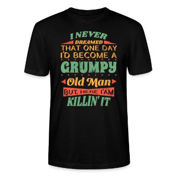 Opa Großvater Ruhestand Become A Grumpy Old Man - Stanley/Stella Unisex Bio-T-Shirt CRAFTER - Schwarz - Vorne - Alina (178cm) & Michal (187cm)