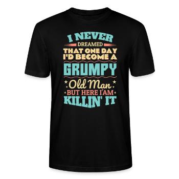 Opa Großvater Ruhestand Become A Grumpy Old Man - Stanley/Stella Unisex Bio-T-Shirt CRAFTER - Schwarz - Vorne - Alina (178cm) & Michal (187cm)