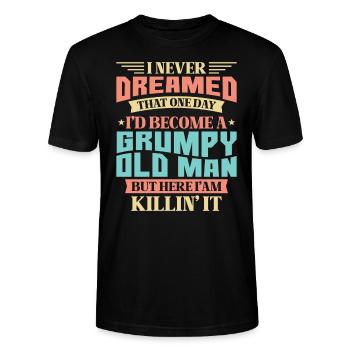 Opa Großvater Ruhestand Become A Grumpy Old Man - Stanley/Stella Unisex Bio-T-Shirt CRAFTER - Schwarz - Vorne - Alina (178cm) & Michal (187cm)