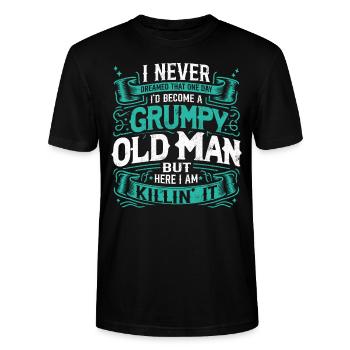 Opa Großvater Rentner Become A Grumpy Old Man - Stanley/Stella Unisex Bio-T-Shirt CRAFTER - Schwarz - Vorne - Alina (178cm) & Michal (187cm)
