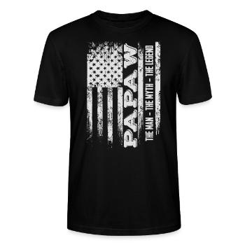 Papa Grand-père disant Papaw L’homme Le mythe La légende - T-shirt bio CRAFTER Stanley Stella Unisexe - noir - Devant - Alina (178cm) & Michal (187cm)