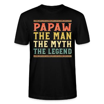 Papa Grand-père disant Papaw L’homme Le mythe La légende - T-shirt bio CRAFTER Stanley Stella Unisexe - noir - Devant - Alina (178cm) & Michal (187cm)