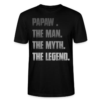 Papa Grand-père disant Papaw L’homme Le mythe La légende - T-shirt bio CRAFTER Stanley Stella Unisexe - noir - Devant - Alina (178cm) & Michal (187cm)