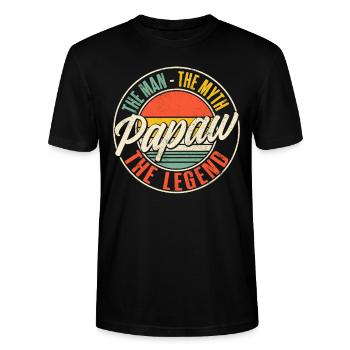 Papa Grand-père disant Papaw L’homme Le mythe La légende - T-shirt bio CRAFTER Stanley Stella Unisexe - noir - Devant - Alina (178cm) & Michal (187cm)