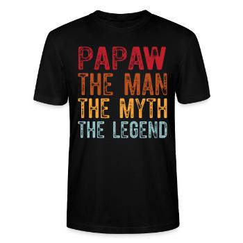 Papa Grand-père Idée Cadeau Papaw Dicton - T-shirt bio CRAFTER Stanley Stella Unisexe - noir - Devant - Alina (178cm) & Michal (187cm)