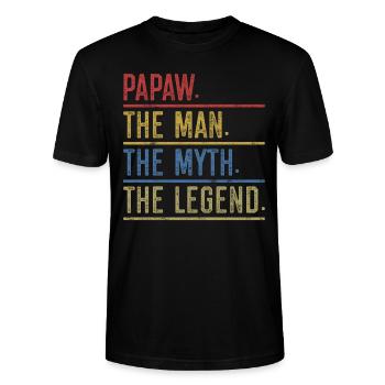 Papa Grand-père disant Papaw L’homme Le mythe La légende - T-shirt bio CRAFTER Stanley Stella Unisexe - noir - Devant - Alina (178cm) & Michal (187cm)