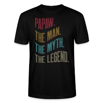 Papa Grand-père disant Papaw L’homme Le mythe La légende - T-shirt bio CRAFTER Stanley Stella Unisexe - noir - Devant - Alina (178cm) & Michal (187cm)