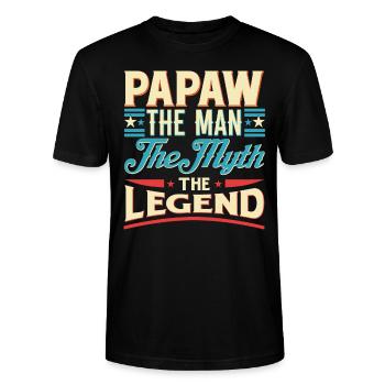 Papa Grand-père disant Papaw L’homme Le mythe La légende - T-shirt bio CRAFTER Stanley Stella Unisexe - noir - Devant - Alina (178cm) & Michal (187cm)