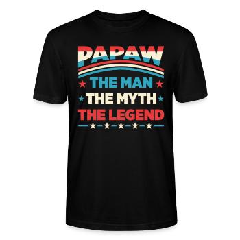 Papa Grand-père disant Papaw L’homme Le mythe La légende - T-shirt bio CRAFTER Stanley Stella Unisexe - noir - Devant - Alina (178cm) & Michal (187cm)
