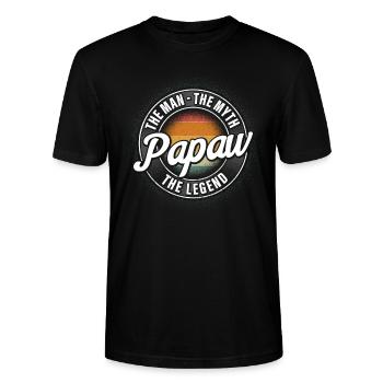 Papa Grand-père disant Papaw L’homme Le mythe La légende - T-shirt bio CRAFTER Stanley Stella Unisexe - noir - Devant - Alina (178cm) & Michal (187cm)