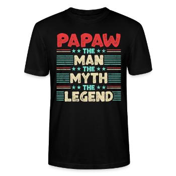 Papa Opa Geschenkidee Papaw Spruch Humor Vater - Stanley/Stella Unisex Bio-T-Shirt CRAFTER - Schwarz - Vorne - Alina (178cm) & Michal (187cm)