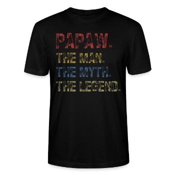 Papa Grand-père disant Papaw L’homme Le mythe La légende - T-shirt bio CRAFTER Stanley Stella Unisexe - noir - Devant - Alina (178cm) & Michal (187cm)