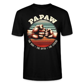 Papa Grand-père Père Idée Cadeau Papaw Dire Humour - T-shirt bio CRAFTER Stanley Stella Unisexe - noir - Devant - Alina (178cm) & Michal (187cm)