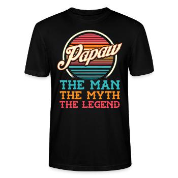 Papa Père Grand-père Idée Cadeau Papaw Dire Humour - T-shirt bio CRAFTER Stanley Stella Unisexe - noir - Devant - Alina (178cm) & Michal (187cm)