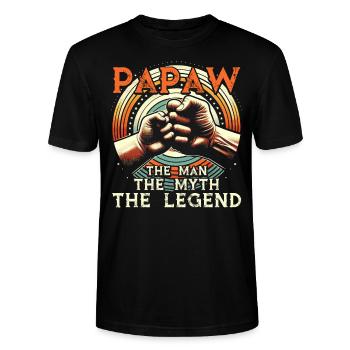 Papa Vater Opa Geschenkidee Papaw Spruch Humor - Stanley/Stella Unisex Bio-T-Shirt CRAFTER - Schwarz - Vorne - Alina (178cm) & Michal (187cm)