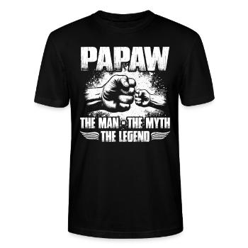 Papa Vater Opa Geschenkidee Papaw Spruch Humor - Stanley/Stella Unisex Bio-T-Shirt CRAFTER - Schwarz - Vorne - Alina (178cm) & Michal (187cm)