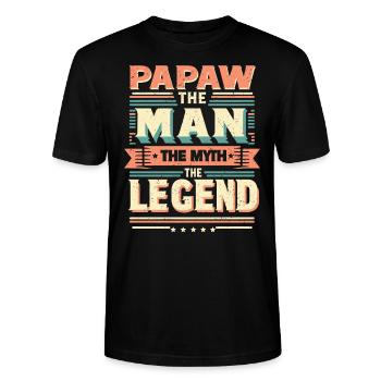 Papa Vater Opa Geschenkidee Papaw Spruch Humor - Stanley/Stella Unisex Bio-T-Shirt CRAFTER - Schwarz - Vorne - Alina (178cm) & Michal (187cm)