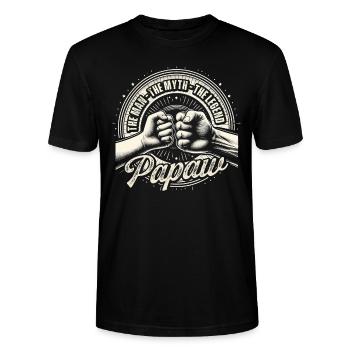 Papa Vater Opa Geschenkidee Papaw Spruch Humor - Stanley/Stella Unisex Bio-T-Shirt CRAFTER - Schwarz - Vorne - Alina (178cm) & Michal (187cm)