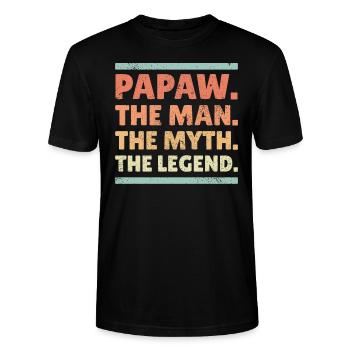 Papa Vater Opa Geschenkidee Papaw Spruch Humor - Stanley/Stella Unisex Bio-T-Shirt CRAFTER - Schwarz - Vorne - Alina (178cm) & Michal (187cm)
