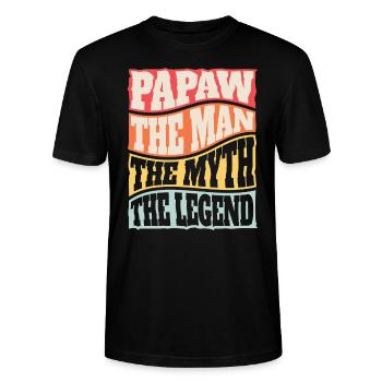 Papa Vater Opa Geschenkidee Papaw Spruch Humor - Stanley/Stella Unisex Bio-T-Shirt CRAFTER - Schwarz - Vorne - Alina (178cm) & Michal (187cm)