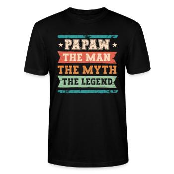 Papa Vater Opa Geschenkidee Papaw Spruch Humor - Stanley/Stella Unisex Bio-T-Shirt CRAFTER - Schwarz - Vorne - Alina (178cm) & Michal (187cm)