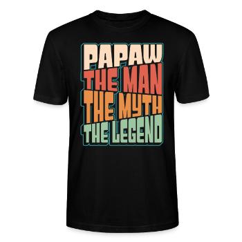 Papa Vater Opa Geschenkidee Papaw Spruch Humor - Stanley/Stella Unisex Bio-T-Shirt CRAFTER - Schwarz - Vorne - Alina (178cm) & Michal (187cm)