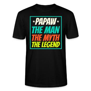 Papa Vater Opa Geschenkidee Papaw Spruch Retro - Stanley/Stella Unisex Bio-T-Shirt CRAFTER - Schwarz - Vorne - Alina (178cm) & Michal (187cm)
