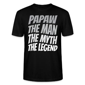 Papa Vater Opa Geschenkidee Papaw Spruch Retro - Stanley/Stella Unisex Bio-T-Shirt CRAFTER - Schwarz - Vorne - Alina (178cm) & Michal (187cm)