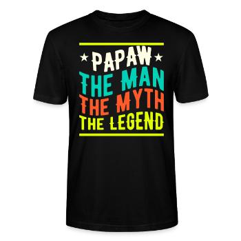 Papa Vater Opa Geschenkidee Papaw Spruch Retro - Stanley/Stella Unisex Bio-T-Shirt CRAFTER - Schwarz - Vorne - Alina (178cm) & Michal (187cm)