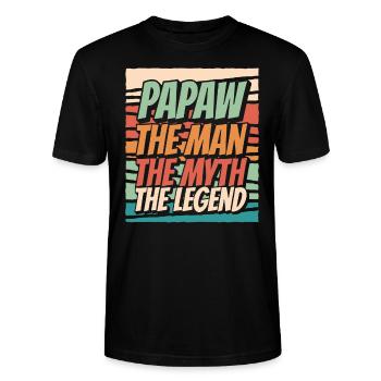 Papa Vater Opa Geschenkidee Papaw Spruch Retro - Stanley/Stella Unisex Bio-T-Shirt CRAFTER - Schwarz - Vorne - Alina (178cm) & Michal (187cm)