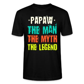Papa Vater Opa Geschenkidee Papaw Spruch Retro - Stanley/Stella Unisex Bio-T-Shirt CRAFTER - Schwarz - Vorne - Alina (178cm) & Michal (187cm)