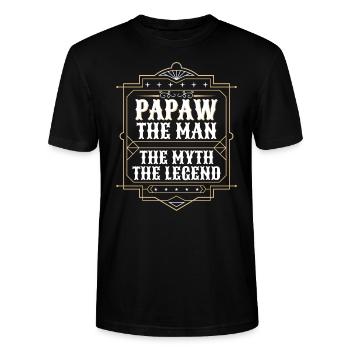 Papa Vater Opa Geschenkidee Papaw Spruch Retro - Stanley/Stella Unisex Bio-T-Shirt CRAFTER - Schwarz - Vorne - Alina (178cm) & Michal (187cm)