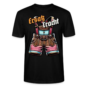 ERSATZ TRACHT LEDERHOSN - Stanley/Stella Unisex Bio-T-Shirt CRAFTER - Schwarz - Vorne - Alina (178cm) & Michal (187cm)