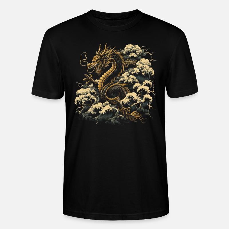 Dragon chinois doré - T-shirt bio CRAFTER Stanley Stella Unisexe - noir