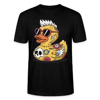 canard en caoutchouc canard punk métal lourd animal oiseau - T-shirt bio CRAFTER Stanley Stella Unisexe - noir - Devant - Alina (178cm) & Michal (187cm)