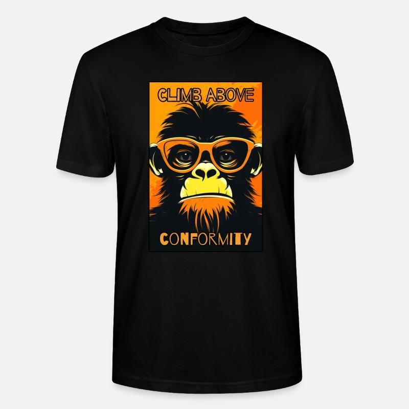 Overcome conformity: shivering monkey - Stanley/Stella CRAFTER Unisex Organic T-Shirt - black