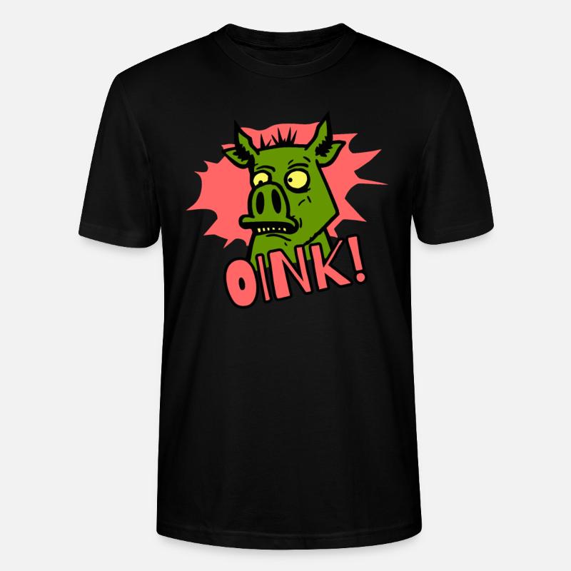 Grogner! Cochon de dessin animé - T-shirt bio CRAFTER Stanley Stella Unisexe - noir