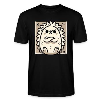 Sulking and offended cute hedgehog - Stanley/Stella CRAFTER Unisex Organic T-Shirt - black - Front - Alina (178cm) & Michal (187cm)