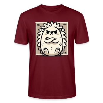 Sulking and offended cute hedgehog - Stanley/Stella CRAFTER Unisex Organic T-Shirt - burgundy - Front - Alina (178cm) & Michal (187cm)